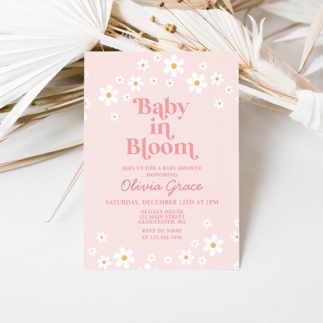 Baby in Bloom Pink Daisy Baby Shower Invitation (Creator Uploaded)