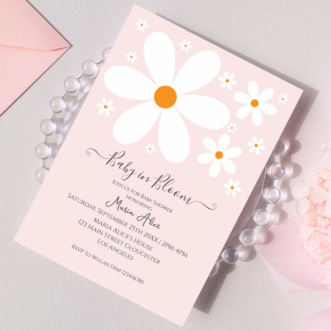 Baby in Bloom Pink Daisy Baby Shower Invitation (Creator Uploaded)