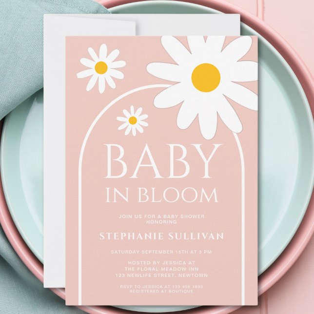 Baby in Bloom Pink Daisy Baby Shower Invitation (Creator Uploaded)