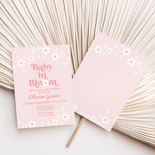 Baby in Bloom Pink Daisy Baby Shower Invitation (Creator Uploaded)