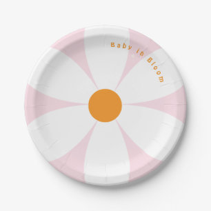Baby in Bloom Pink Daisy Baby Shower  Paper Plate