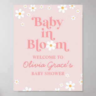 Baby in Bloom Pink Daisy Shower Welcome Poster