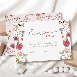 Baby in Bloom Pink Diaper Raffle Baby Shower Enclosure Card