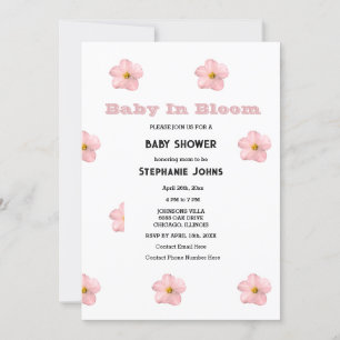 Baby In Bloom Pink Floral Baby Shower Girl Trendy Invitation