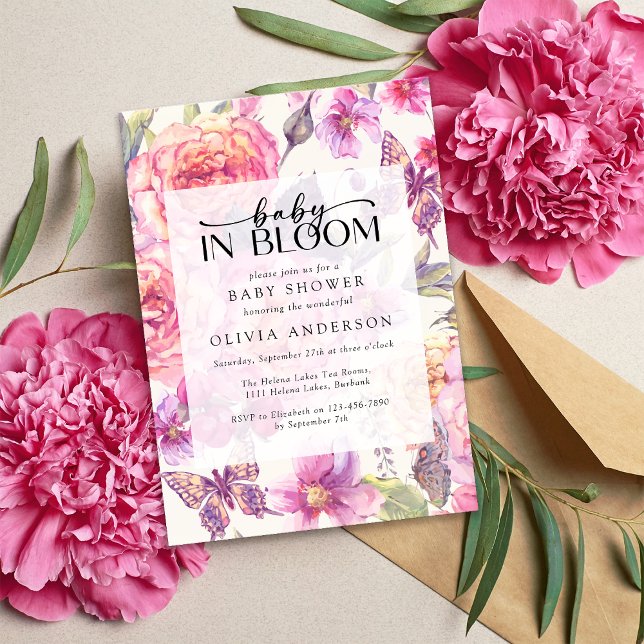 Baby in Bloom Pink Floral Baby Shower Invitation (Creator Uploaded)