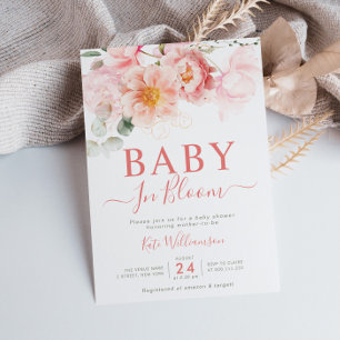 baby in bloom pink floral baby shower invitation