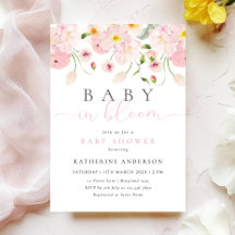 Baby In Bloom Pink Floral Baby Shower Invitation