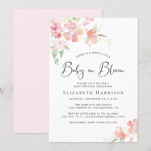Baby in Bloom Pink Floral Baby Sprinkle Invitation