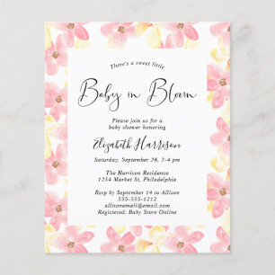 Baby in Bloom Pink Floral Budget Shower Invitation
