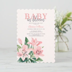 Baby in Bloom Pink Floral Girl Baby Shower Invitation