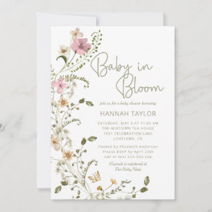 Baby in Bloom Pink Floral Girl Baby Shower Invitation