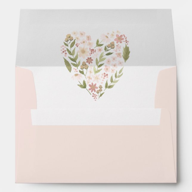 Baby in Bloom Pink Floral Heart Girl Baby Shower Envelope (Back (Bottom))