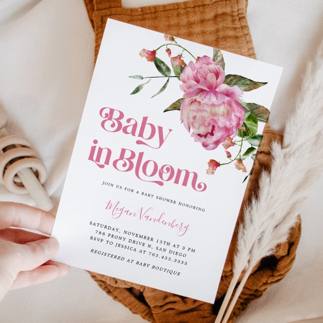 Baby In Bloom Pink Floral Invitation (Creator Uploaded)