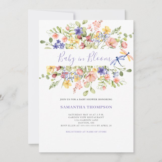 Baby In Bloom Pink Floral Shower Invitation (Front)