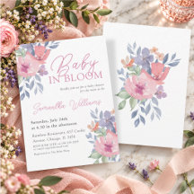 Baby in Bloom Pink Floral Watercolor Baby Shower