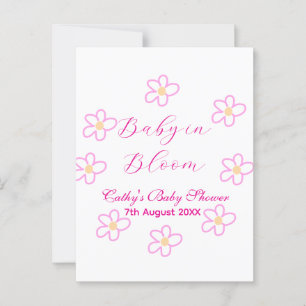 Baby in bloom pink flower baby shower simple elega postcard