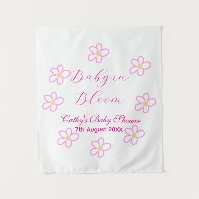 Baby in bloom pink flower baby shower simple elega tapestry