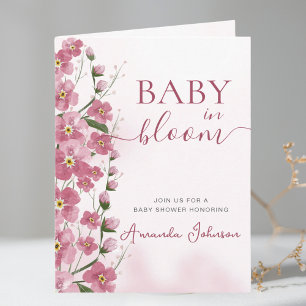 Baby in Bloom Pink Girl Floral Shower  Invitation