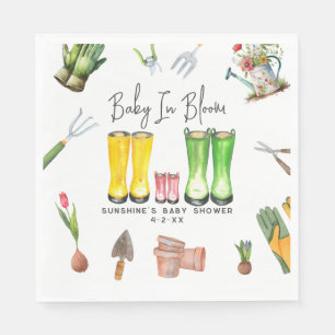 Baby In Bloom Pink Rain Boots Garden Baby Shower Napkin