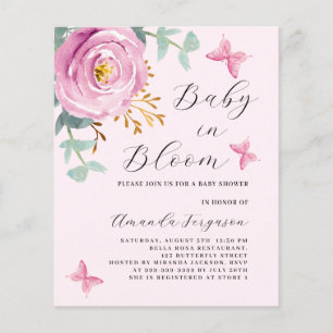 Baby in Bloom pink rose butterfly Baby Shower