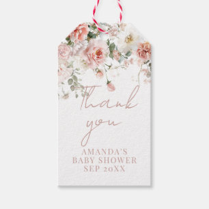 Baby in Bloom Pink Roses Floral Girl Baby Shower Gift Tags