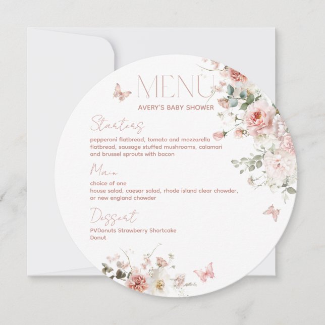 Baby in Bloom Pink Roses Floral Girl Baby Shower Invitation (Front)