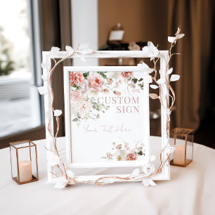 Baby in Bloom Pink Roses Girl Baby Shower Custom Poster