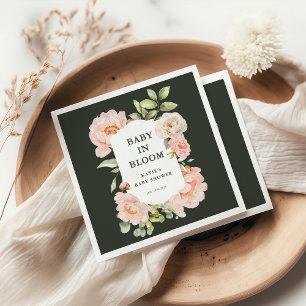 Baby in Bloom Pink Watercolor Floral Baby Shower Napkin