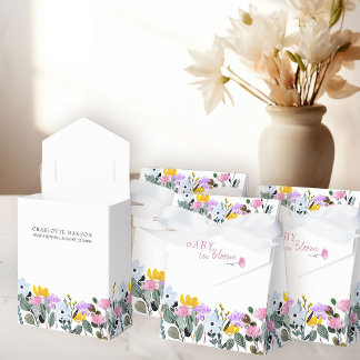 Baby in Bloom Pretty Wildflower Lawn White Favour Box