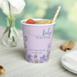 Baby In Bloom Purple Floral Baby Shower Party  Paper Cups