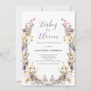 Baby In Bloom Purple Floral Girl Baby Shower Invitation
