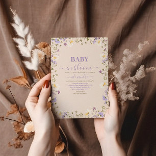 Baby in Bloom Purple Wildflower Baby Shower Invitation
