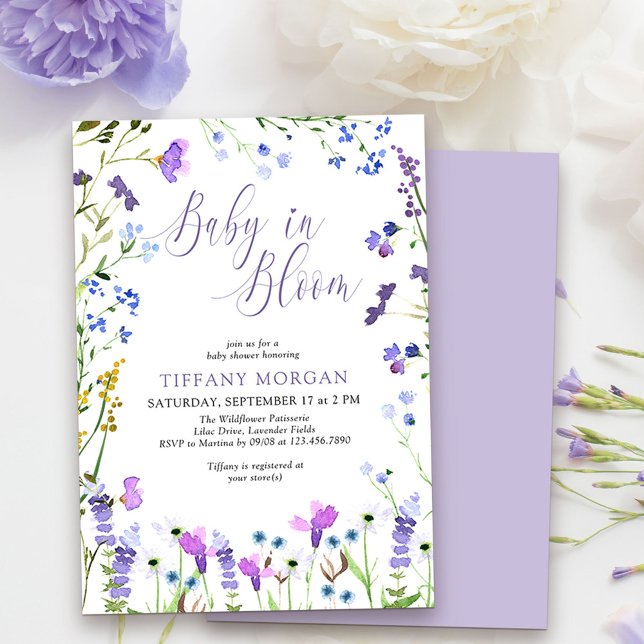 Baby in Bloom Purple Wildflower Baby Shower Invitation (Baby in Bloom Baby Shower Invitation from my Purple Wildflower Collection.
)