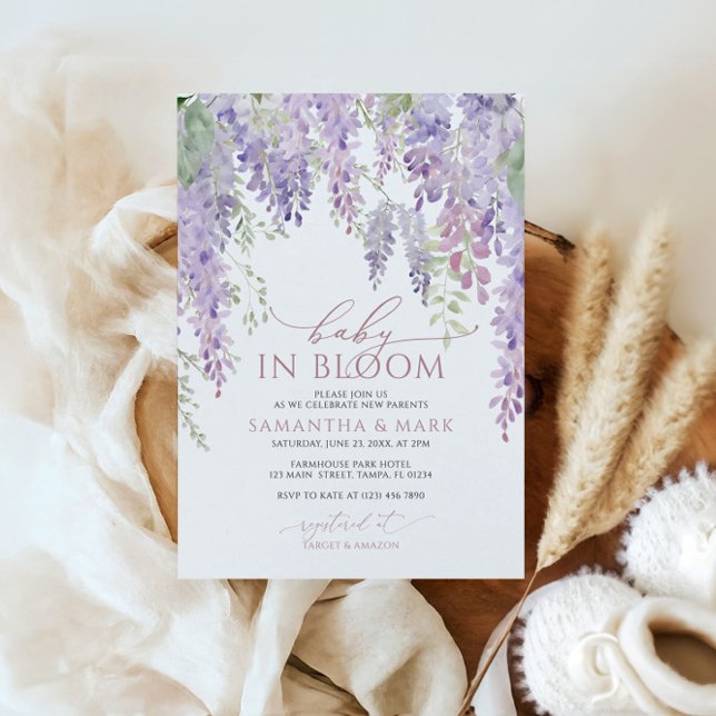 Baby in Bloom Purple Wisteria Baby Shower Invitation (Creator Uploaded)