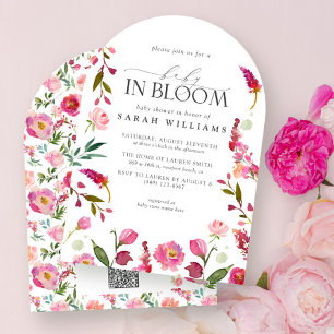 Baby In Bloom QR Code Watercolor Floral Shower Invitation