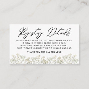 Baby in Bloom - Registry Details - Black Enclosure Card
