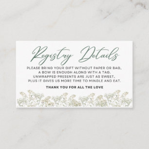 Baby in Bloom - Registry Details - Green Enclosure Card
