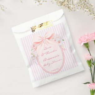 Baby in bloom retro preppy bow baby shower custom favour bags