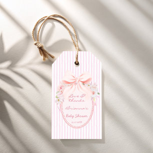 Baby in bloom retro preppy bow baby shower favor gift tags