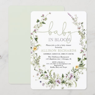 Baby in Bloom romantic wildflowers baby shower Invitation