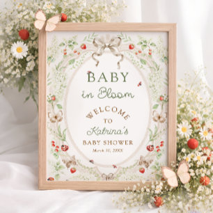 Baby in Bloom Rustic Floral Baby Shower Welcome  Poster