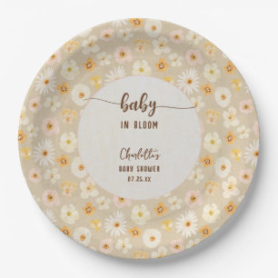 Baby in Bloom Rustic Pressed Flowers Baby Shower  Paper Plate
