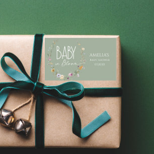 Baby in Bloom Sage Green Botanical Baby Shower Rectangular Sticker