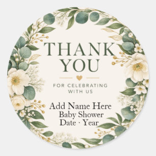 Baby in Bloom Sage Green Botanical Classic Round Sticker