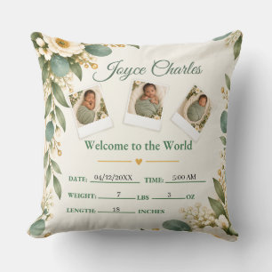 Baby in Bloom Sage Green Botanical Cushion