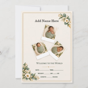 Baby in Bloom Sage Green Botanical Invitation