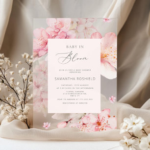 Baby in Bloom Sakura blush pink girl baby shower Acrylic Invitations