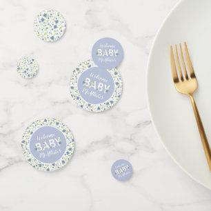 Baby in Bloom Shower Blue Vintage Flowers Boy Confetti