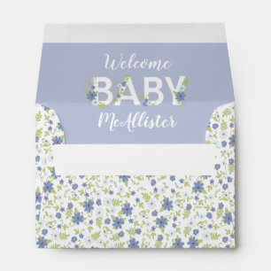 Baby in Bloom Shower Blue Vintage Flowers Boy Envelope