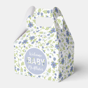 Baby in Bloom Shower Blue Vintage Flowers Boy Favour Box